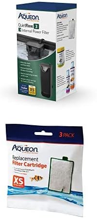 Aqueon QuietFlow E Internal Power Filter, Extra Small, 3 Gallon Bundle