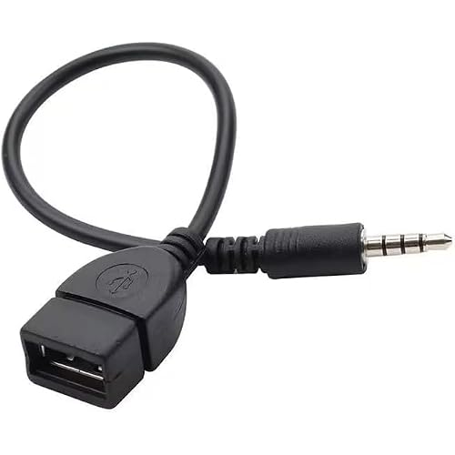 USB to AUX Adapter Cable,3.5mm Male AUX Plug to USB 2.0 Female Converter Adapter Cable Cord for Car Aux Port 20cm8-inch Length Black OTG Adapter Accessories, Auxiliary Input Adapters