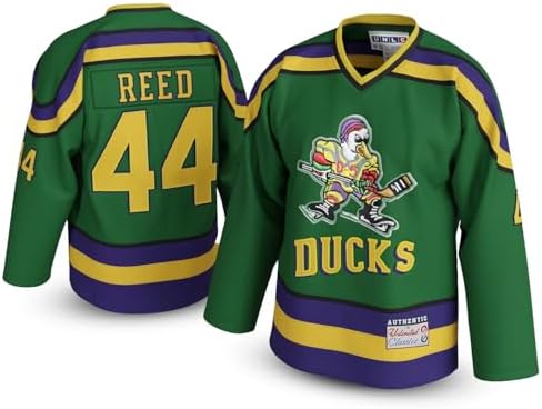 Fulton Reed #44 Mighty Ducks Jersey Green 90s Movie Hockey Shirt with Stitched Letters, Adult Sizes S5XL