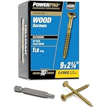 Power Pro Premium Exterior Wood Screws, #9 x 2-1/4"Inch All-Purpose Deck Screws for Outdoor Projects, T-25 Star Bit Included, Bronze, 97 Pieces | 48598V4