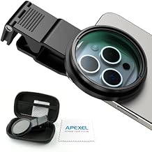 APEXEL CPL 58mm Circular Polarizer Polarizing Filter for iPhone + ND Filter Variable ND2-400