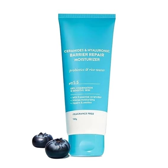 . and kee Ceramides Moisturizer with Hyaluronic for Intense Moisturizing and Skin Strengthening | With Probiotic & Rice Water I Barrier Repair Cream | For Dry Skin, Normal & Sensitive Skin | 100g