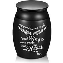 Beautiful Urns for Grandma Ashes, 1.6 High Small Keepsake Urns, Peaceful Cremation Urns, Handcrafted Memorial Decorative Urns, Engraved Your Wings were Ready, But My Heart was Not Urn for Sharing