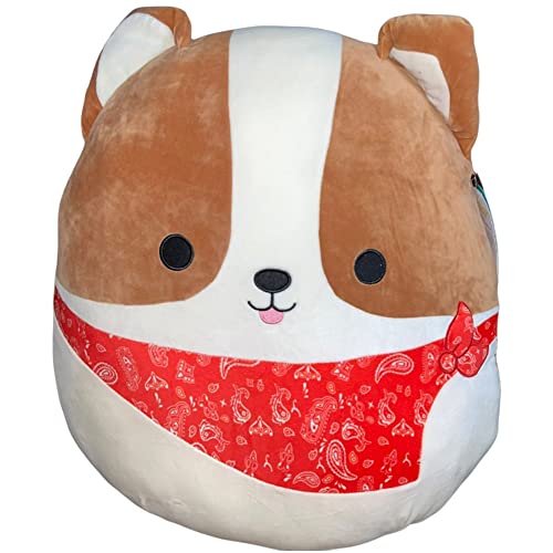 Squishmallows Official Kellytoy Jumbo 18 Inch Plush Stuffed Animal Toy Reginald Corgi Dog Red Bandana