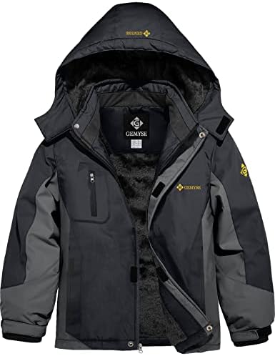 GEMYSE Boys Waterproof Ski Snow Jacket Windproof Winter Jacket with Hood