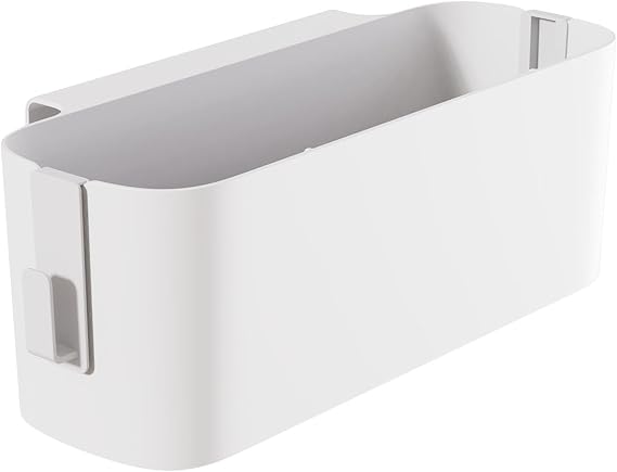Buachois Bedside Hanging Storage Basket,Hanging Caddy Storage Shelf Organizer Accessories with 2 Hooks for Bed Rails Shelves Bunk Bed Shelf Dormitory Desktop School Office White