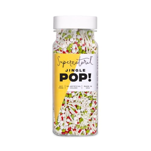 Jingle Pop! Natural Nonpareil Christmas Sprinkles by Supernatural, No Artificial Dyes, Soy Free, Gluten Free, Vegan, 3oz