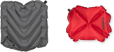Klymit V Seat Cushion and Pillow X Inflatable Camping Travel Cushions and Pillows, GrayRed