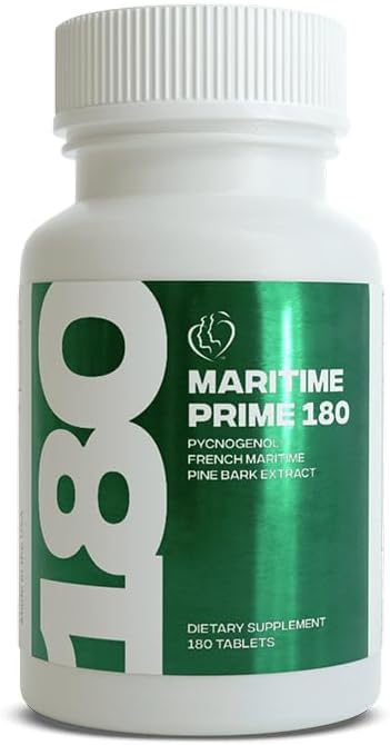 Kaire Maritime Prime 180 - Quick Release Tablets 20mg Pycnogenol French Maritime Pine Bark Extract Per Serving Herbal Support Complex