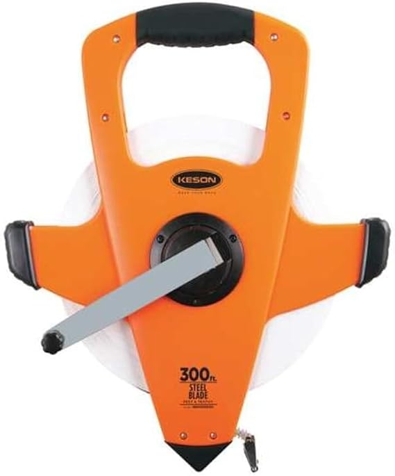 Long Tape Measure, 3/8 in x 300 ft, Orange