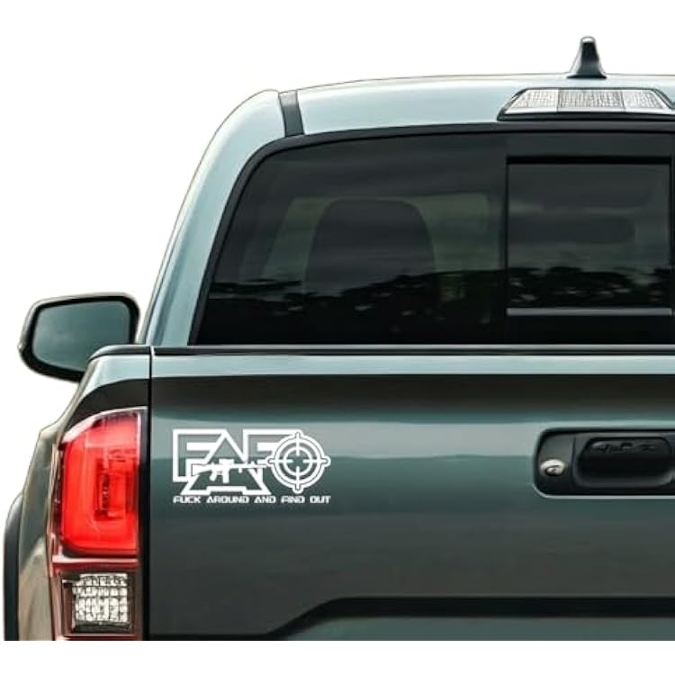 GRITKULTURE Fuck Around and Find Out FAFO Warning Vinyl Decal Graphic Sticker for Laptop, Car, Truck, Window, Bumper, Protected by F Around and Find Out Offensive Transfer Decals White