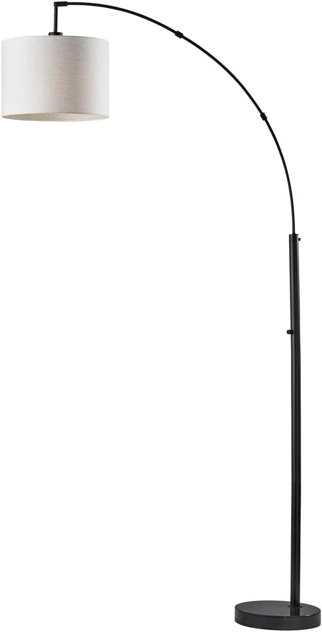 Adesso 4249-01 Bowery Arc Lamp, 73.5 in., 100W Type A Bulb Not Included, Black, Floor Lamps