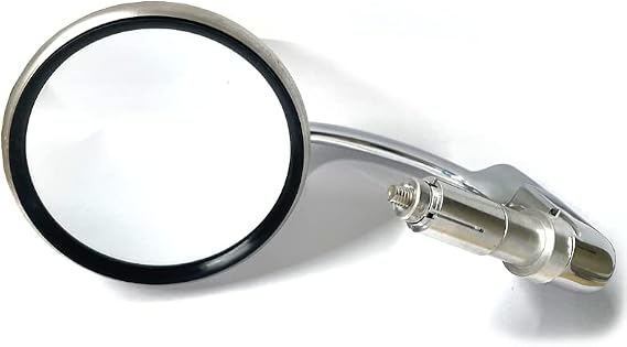 Universal Stadium Round Bar End Mirror For 7/8" Handlebars For Classic Motorcycle, Stainless Steel