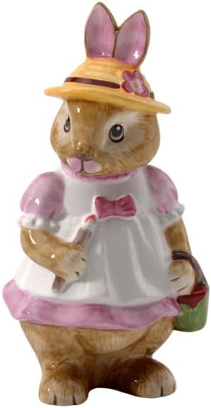 Villeroy & Boch Bunny Tales Anna, Large, Cute Figurine for The Party Table, Premium Porcelain, Rose/Brown, 10.5 x 11 x 22 cm, Colourful, 10,5 x 11 x 22