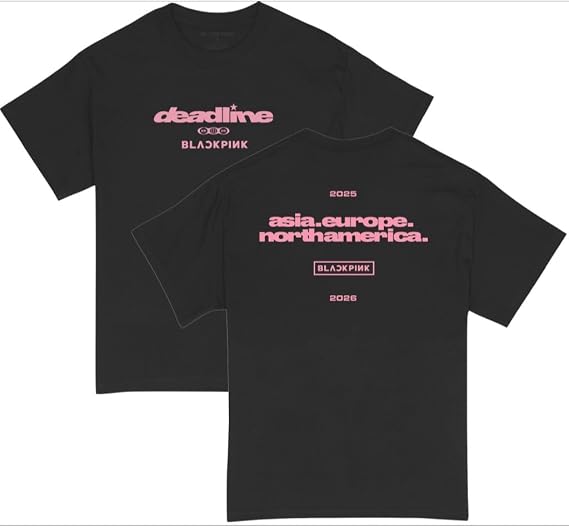 Blackpink Unisex-Adult Blackpink Official Merch Deadline T-Shirt, Black