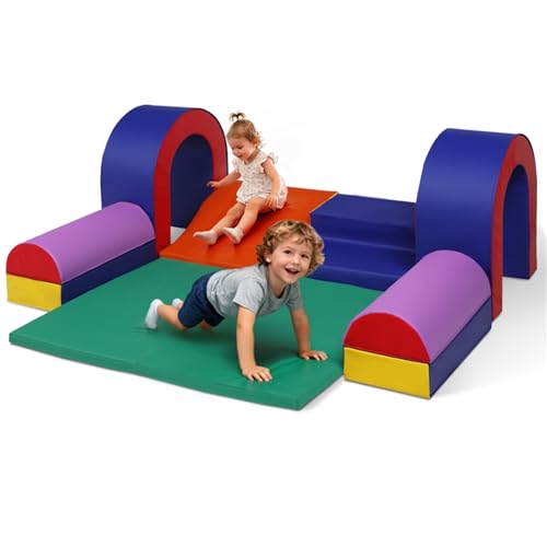 Kinder King Climb and Crawl Activity Play Set, 10-Piece Soft Foam Block for Climbing, Crawling and Sliding, Indoor Climber for Toddlers and Kids, Baby Infant Lightweight Climbing Toys