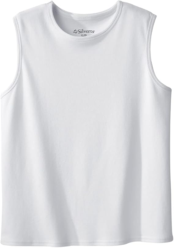 Silverts Men's Adaptive Open Back Sleeveless Undershirt 3 Pack, Undervest