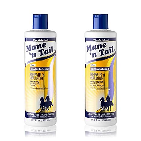 Mane n Tail Repair n Replenish Shampoo & Conditioner (Pack of 2) Sulfate-Free, Gentle Cleansing & Nourishing System for Curly & Natural Hair (11.2 oz Each)