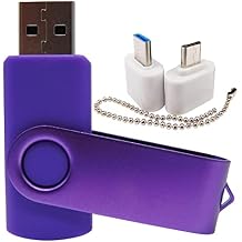 Mini Capacity USB Flash Drive Memory Sticks Thumb Drives with 1 OTG (Micro USB) and 1 Type-C (USB-C) Adaptor for Mobile Phone (Purple 256MB)
