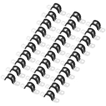 30-Pack Cable Clamps, 7/8 Inch/ 22 mm 304 Stainless Steel Rubber Cushioned Insulated Cable Clamp U Shape Metal Holder for Tube/Wire/Pipe/Loop Installation