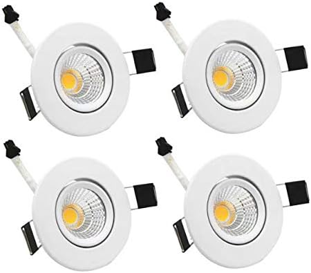recessed Downlight 3W 110V Dimmable mini cabinets spotlights Soft White Bookcase Lighting 3000K-3500K Closet Lighting Cutout 53mm No Junction Box