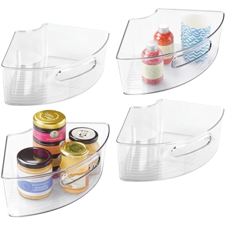 iDesign Plastic Lazy Susan Cabinet Storage Bin, 14 Wedge Container for Kitchen, Pantry, Counter, BPA-Free, 12.75 x 7.5 x 4.25, Set of 4, Clear