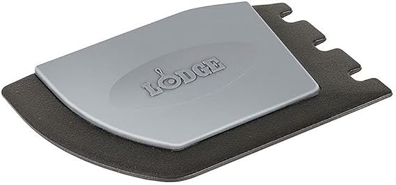 Lodge Deluxe Polycarbonate Pan Scraper, One Size, Black | Durable Polycarbonate Pan Scraper with Angles & Teeth for Cleaning Skillets & Grill Pans Without Damaging Seasoning