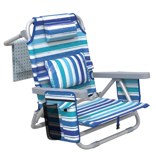 ZENPETIO Beach Chair, Camping Chair for Adults, Reclining Backpack Chair for Pool, Beach, Camping, Outdoors