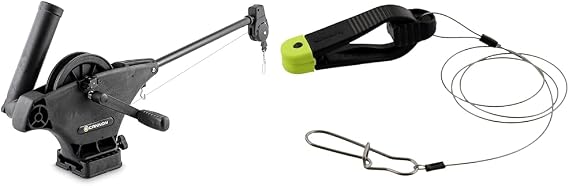 Cannon 1901020 Easi-Troll Manual Downrigger & Scotty #1181 Mini Power Grip Plus Line Release, 18-Inch Leader w/Cannonball Snap,Black,Small