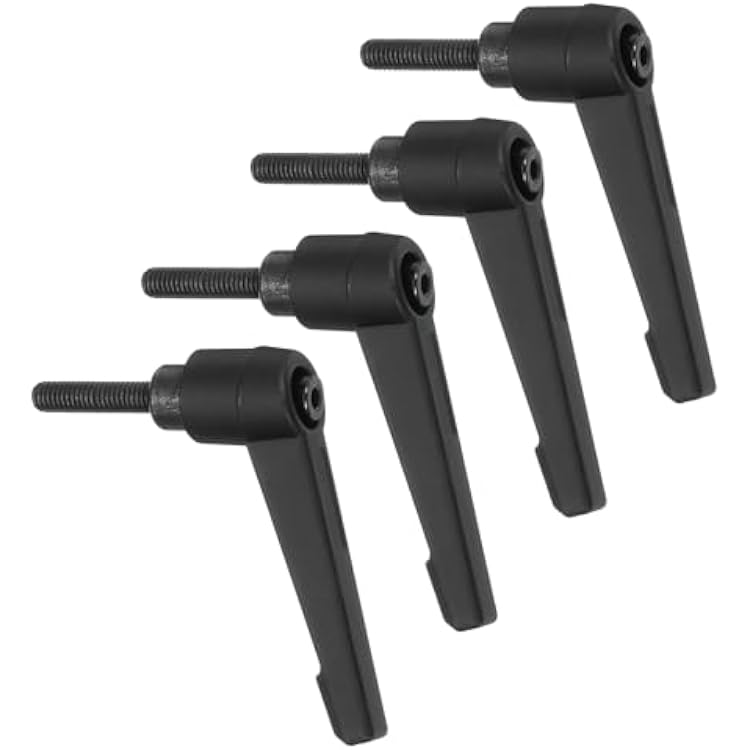 uxcell 4Pcs M5 x 20mm Adjustable Knobs Handle Male Thread Push Button Ratchet Quick Release Locking Rotating Bolt for Lathe Machinery, Black