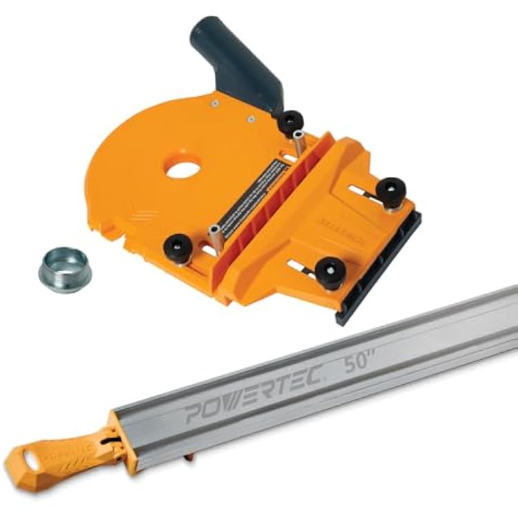 POWERTEC 72373 Router Dado Jig w50 Inch Straight Edge Clamp for Precision Dado Cuts | Adjustable Fence, Built-In Dust Collection, Compatible wPOWERTEC & Major Brand Guide Rails,Edge Clamps,Routers