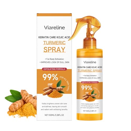 Peel Shot Keratin Care Kojic Acid Turmeric Spray, Turmeric Exfoliating Spray with Retinol, Glutathione, Niacinamide, Brightens Skin, Suitable for All Skin Types
