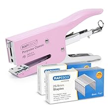 Rapesco 1356A Porpoise Classic Stapling Plier with 10.000 Staples, Type 26 Standard 5/16", 45 Sheet Capacity, Uses Type 26 Standard and Type 24 High-Capacity Staples, All Metal, Pink