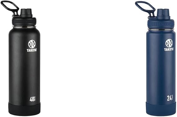 Takeya Actives 40 oz and 24 oz Vacuum Insulated Stainless Steel Water Bottles with Spout Lid
