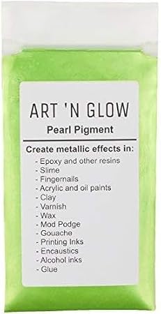 Apple Green Mica Powder Pearlescent Pigment for Epoxy Resin and Paint - 25g