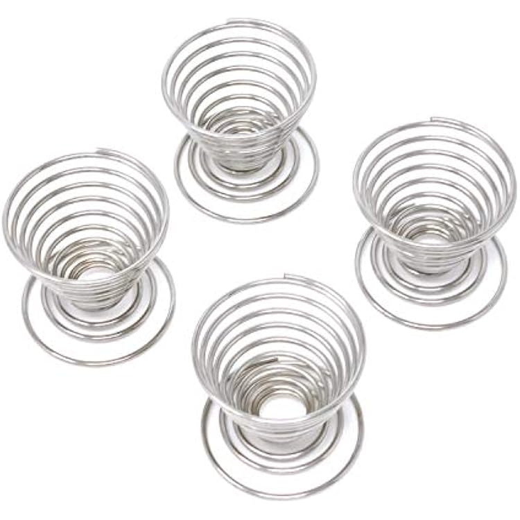 Honbay 4PCS Stainless Steel Spring Wire Tray Egg Cups Holder Serving Cup Egg Tray for Egg silver