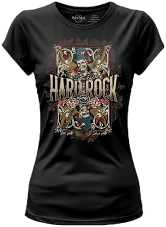 Hard Rock Ladies Fit Skeleton Card Tee in Black