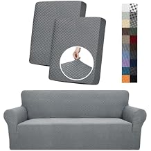 YEMYHOM Couch Cover High Stretch Sofa Covers for 3 Cushion Couch + 2 Pcs XL Backrest or Seat Cover (Light Gray)