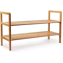 Mosa Natural Bamboo 2-Tier Shoe Rack (27.6" X 10.2" X 15.7"), Wood Shoe Shelf Wooden Shoe Storage Organizer
