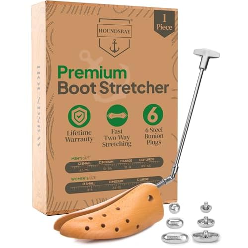 HOUNDSBAY Boot Stretchers Plastic & Wooden - Adjustable Boot Widener Expander Boot Tree for Men and Women