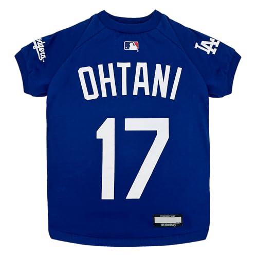 Pets First MLBPA Shohei Ohtani #17 TEE Shirt for Dogs & Cats. MLB Los Angeles Dodgers Dog T-Shirt, Size Medium, Sports Dress for Pets, Licensed Sporty Dog Shirt