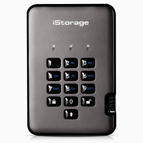 iStorage diskAshur PRO2 HDD 4TB | Secure Portable Hard Drive | FIPS Level 3 Certified | Password Protected | DustWater-Resistant | Hardware encryption