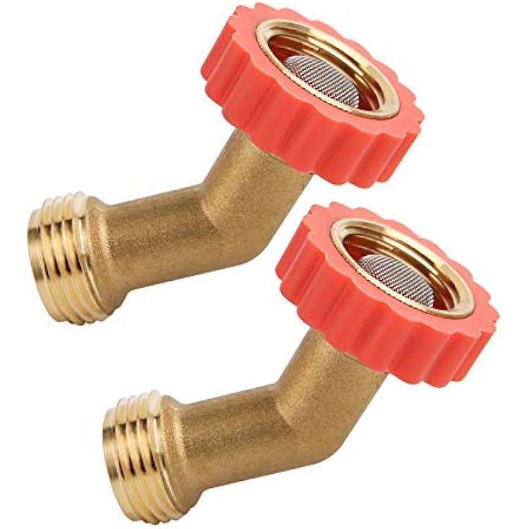 Watflow 45 Degree Lead-Free Brass Hose Saver, Hose Protector, Garden Hose Connector,45 Degree Hose Fitting, Water Hose Saver, 2 Pcs