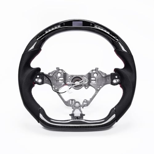 REVOLVE Steering Wheel, Real Carbon Fiber LED D-Type Racing Design Flat Bottom Replacement Car Steering Wheel Nappa Perforated Leather for Toyota 86 ZN6GR86 Subaru BRZ ZC6ZD8 2017-2021