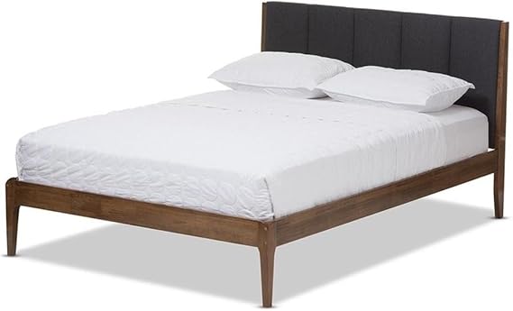 Baxton Studio Ember King Platform Bed in Gray and Walnut Brown