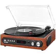 Victrola 3-in-1 Turntable 3-Speed (33 1/3, 45, 78 RPM) Bluetooth Record Player with FM Radio, Built-In Stereo Speakers, 3.5 Aux In & RCA Output, Wireless Music Streaming, Dust Cover (Mahogany)