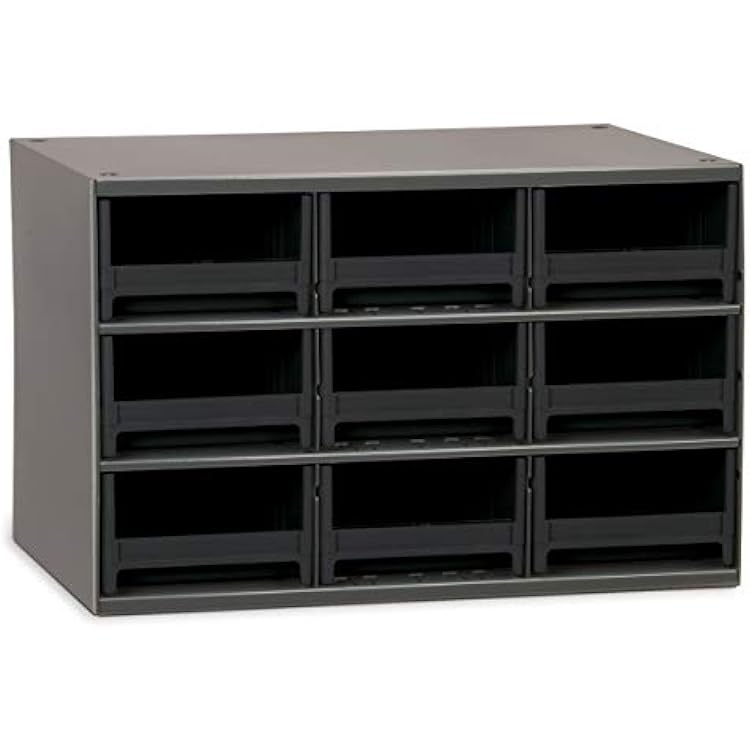Akro-Mils Steel Garage Storage Cabinet, Small Parts Organizer Metal Cabinet for Hardware, Nails, Screws, Bolts, Nuts, and More, 17 W x 11 D x 11 H, 9-Drawer, Gray CabinetBlack Drawers 19909