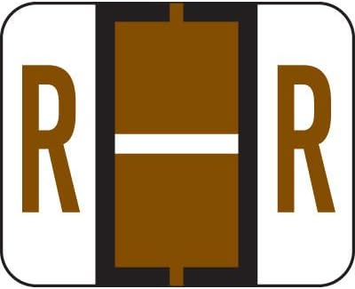 Alphabetic Color Code Labels, Compatible with Smead BCCR- Letter R, Brown (500/Roll)