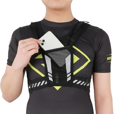 Running Vest with Phone Pocket Lightweight Adjustable Reflective Jogging Vest Marathon Run Vest with Pockets for Women Men with Headband (Black,Below 20L)