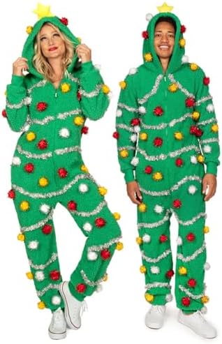 Tipsy Elves Christmas Onesies for Adults - Comfy Unisex Matching Holiday Jumpsuits with Convenient Pockets